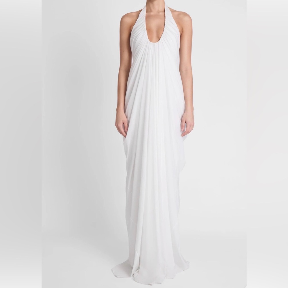 White Halter Maxi Dress